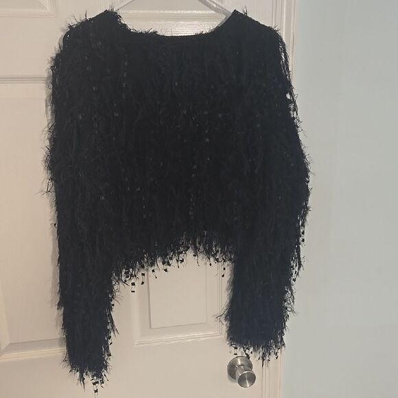 Elegant Black Fuzzy Sweater - Picture 1 of 6